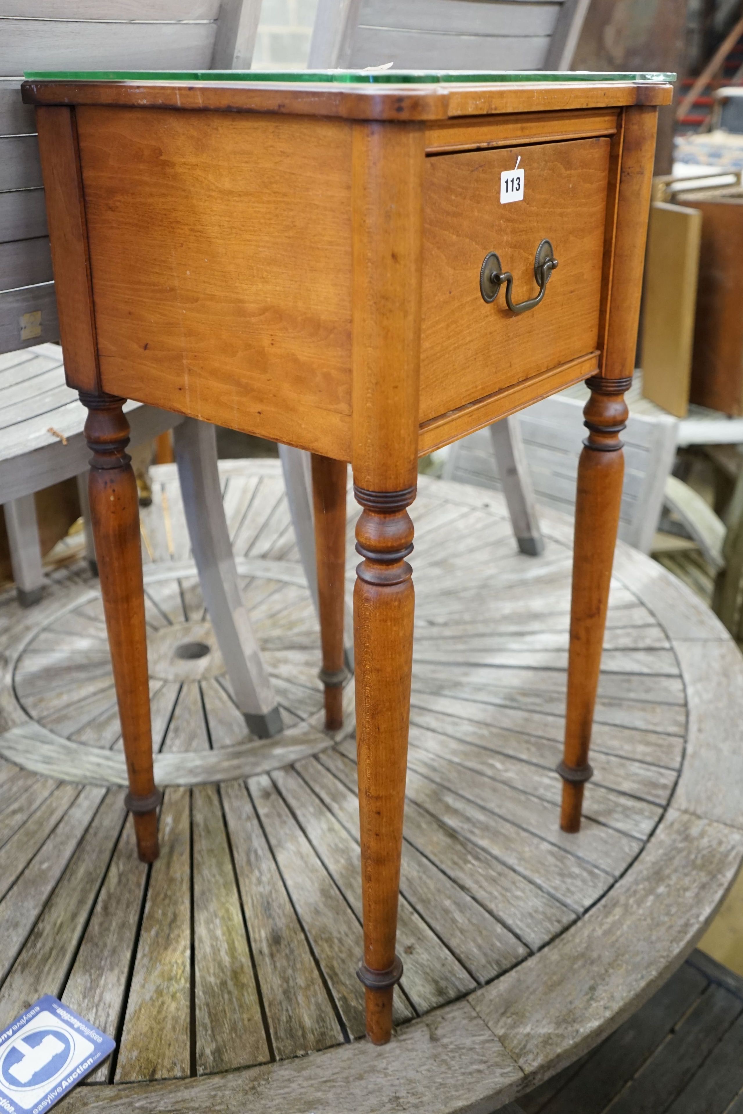 A small fruitwood bedside cabinet, width 39cm, depth 37cm, height 75cm